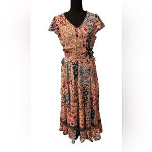 Matilda Jane 25617D The Wildlife Floral Patchwork Boho Maxi Dress Size Medium